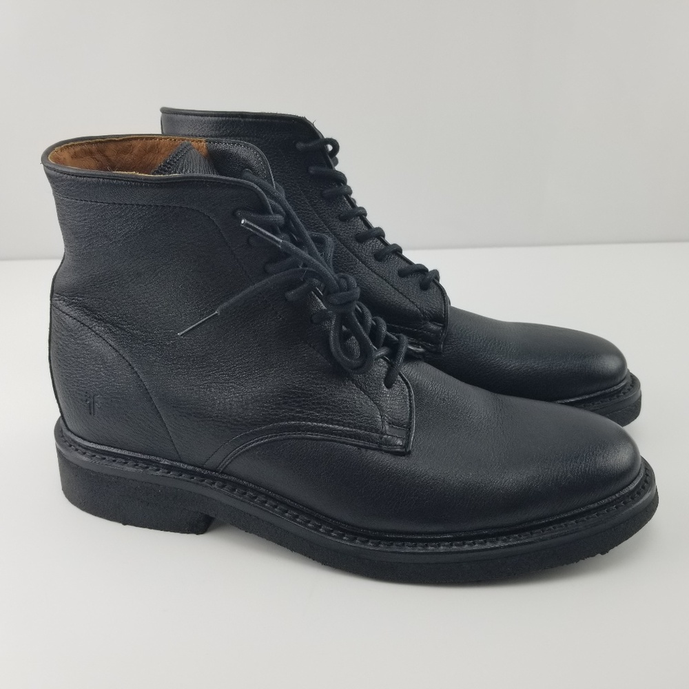 FRYE Mens Boots Country Lace up Soft Black Leather